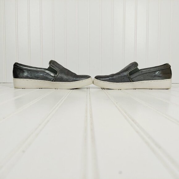 Michael Kors Signature Keaton Gunmetal Silver Leather Sneaker Loafers A20 - Picture 7 of 11